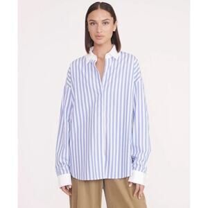 Staud Logan Oversized Cotton Striped Button Down Shirt Size Small